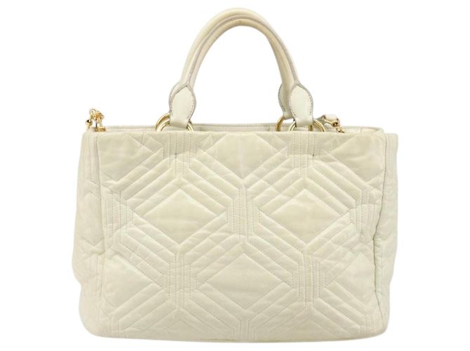 Borsa Miu Miu Vitter Shine in pelle 2way Beige Tono Oro Auth 199350 - vista 2