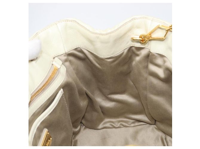 Borsa Miu Miu Vitter Shine in pelle 2way Beige Tono Oro Auth 199350 - vista 20
