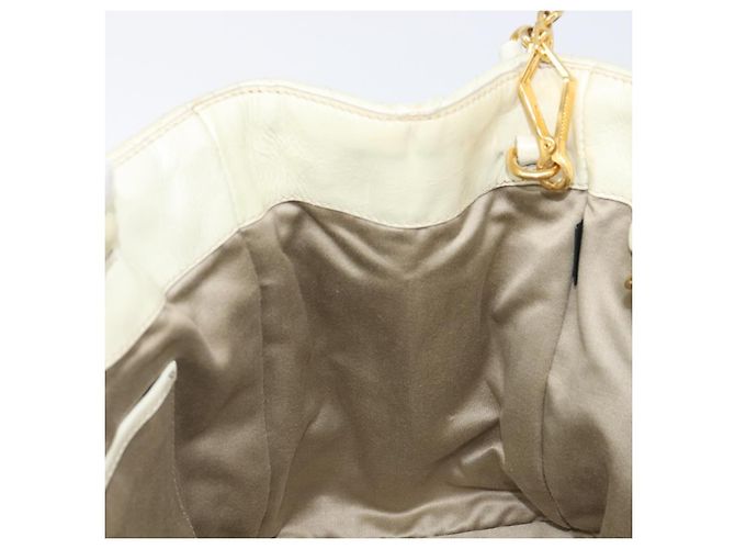 Borsa Miu Miu Vitter Shine in pelle 2way Beige Tono Oro Auth 199350 - vista 21