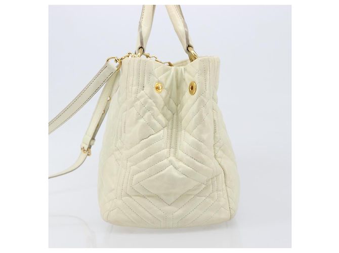 Borsa Miu Miu Vitter Shine in pelle 2way Beige Tono Oro Auth 199350 - vista 3