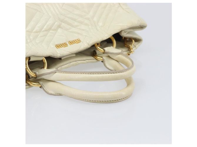 Borsa Miu Miu Vitter Shine in pelle 2way Beige Tono Oro Auth 199350 - vista 7