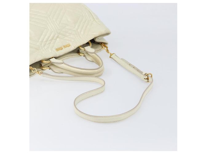 Borsa Miu Miu Vitter Shine in pelle 2way Beige Tono Oro Auth 199350 - vista 9