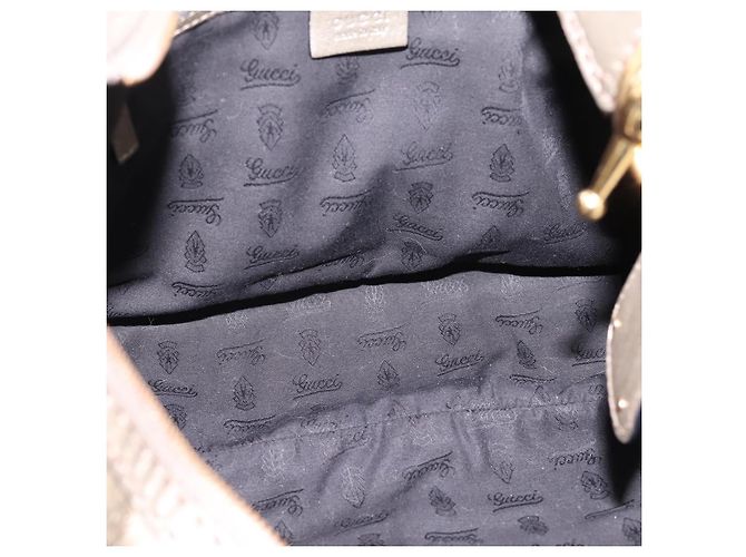 Borsa a tracolla GUCCI GG Canvas Guccissima in pelle grigia e oro 211966 Auth am12566V Marrone D'oro - vista 10
