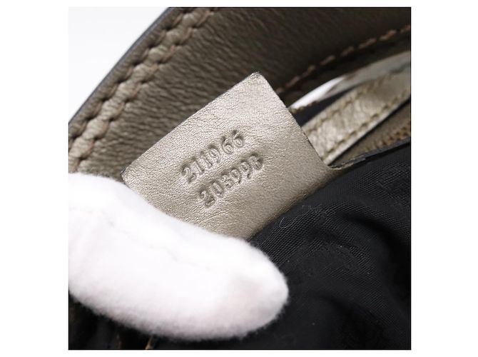 Borsa a tracolla GUCCI GG Canvas Guccissima in pelle grigia e oro 211966 Auth am12566V Marrone D'oro - vista 11
