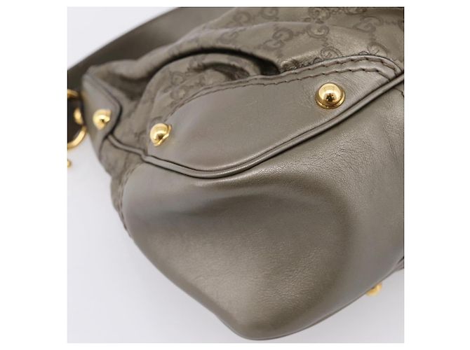 Borsa a tracolla GUCCI GG Canvas Guccissima in pelle grigia e oro 211966 Auth am12566V Marrone D'oro - vista 14