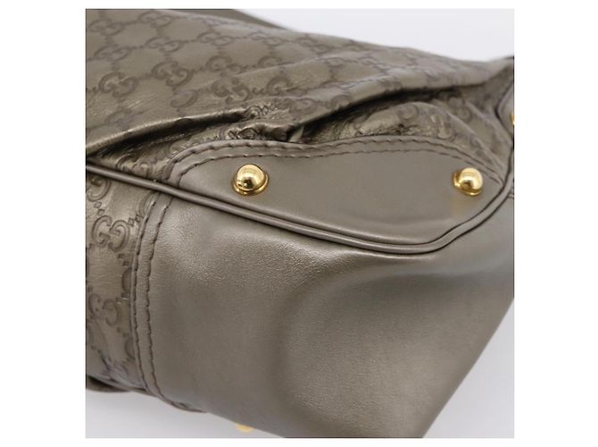 Borsa a tracolla GUCCI GG Canvas Guccissima in pelle grigia e oro 211966 Auth am12566V Marrone D'oro - vista 15