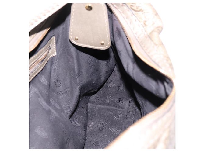 Borsa a tracolla GUCCI GG Canvas Guccissima in pelle grigia e oro 211966 Auth am12566V Marrone D'oro - vista 19