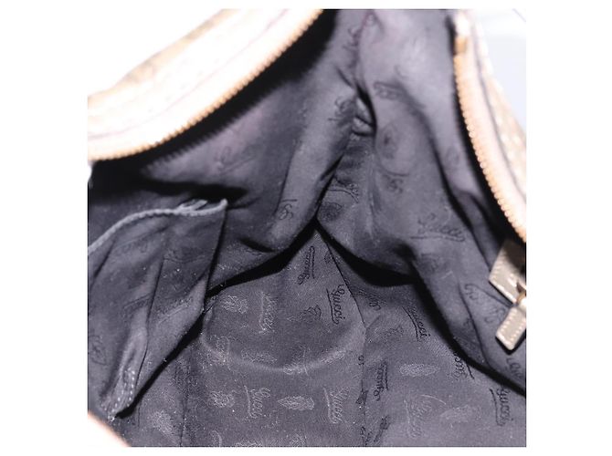 Borsa a tracolla GUCCI GG Canvas Guccissima in pelle grigia e oro 211966 Auth am12566V Marrone D'oro - vista 20