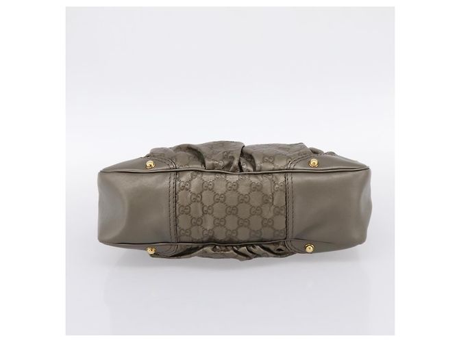 Borsa a tracolla GUCCI GG Canvas Guccissima in pelle grigia e oro 211966 Auth am12566V Marrone D'oro - vista 5