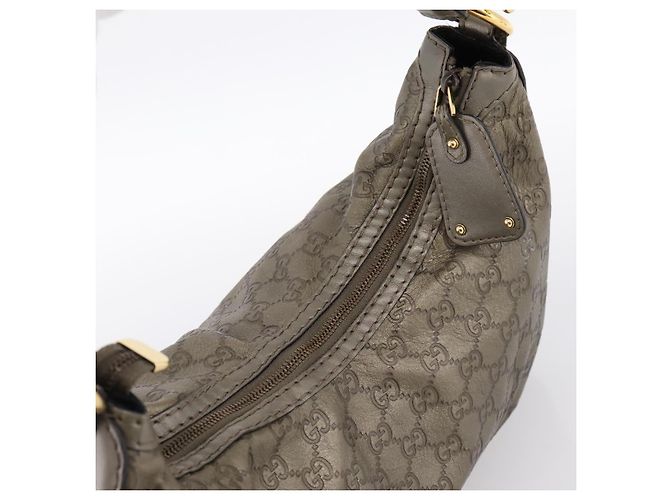 Borsa a tracolla GUCCI GG Canvas Guccissima in pelle grigia e oro 211966 Auth am12566V Marrone D'oro - vista 6