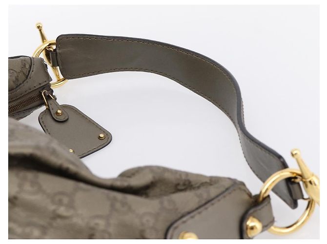 Borsa a tracolla GUCCI GG Canvas Guccissima in pelle grigia e oro 211966 Auth am12566V Marrone D'oro - vista 8
