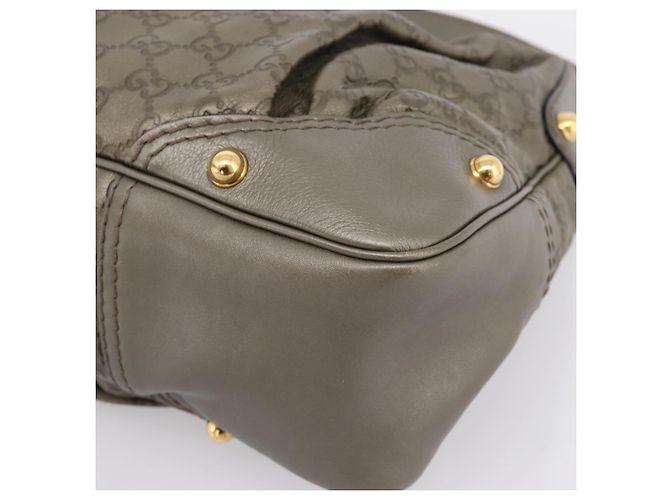 Borsa a tracolla GUCCI GG Canvas Guccissima in pelle grigia e oro 211966 Auth am12566V Marrone D'oro - vista 9