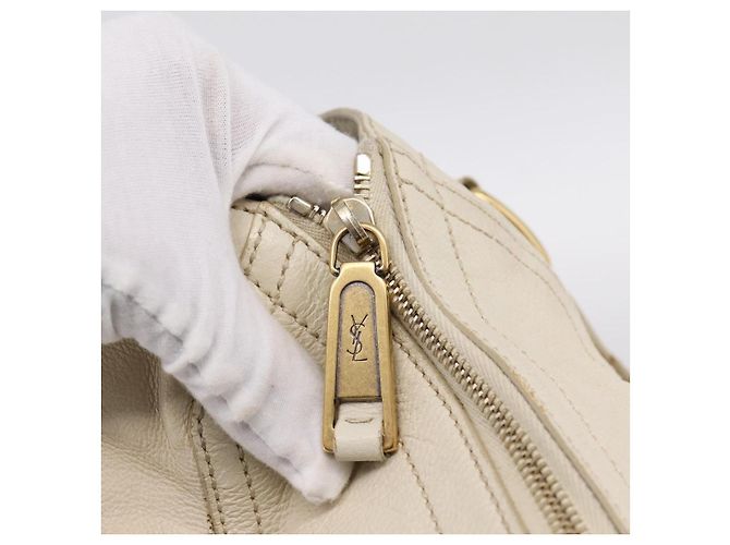 Borsa Tote SAINT LAURENT Downtown in pelle Bianco Oro 175884 Auth hk4076 D'oro - vista 10