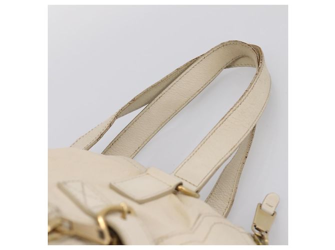 Borsa Tote SAINT LAURENT Downtown in pelle Bianco Oro 175884 Auth hk4076 D'oro - vista 14