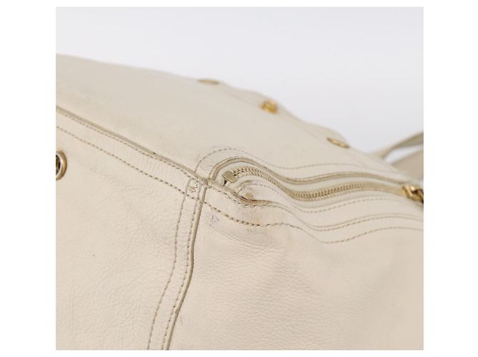 Borsa Tote SAINT LAURENT Downtown in pelle Bianco Oro 175884 Auth hk4076 D'oro - vista 15