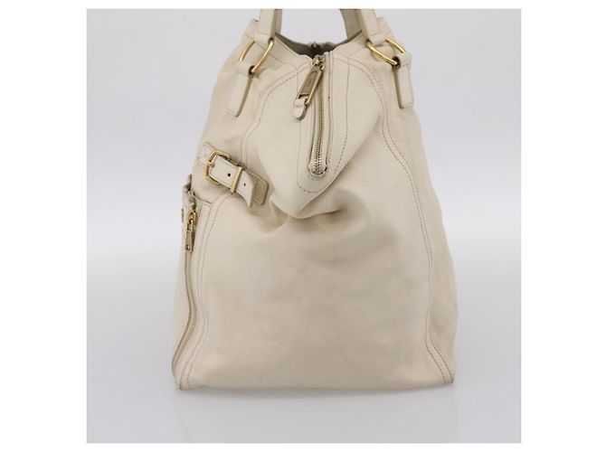 Borsa Tote SAINT LAURENT Downtown in pelle Bianco Oro 175884 Auth hk4076 D'oro - vista 4