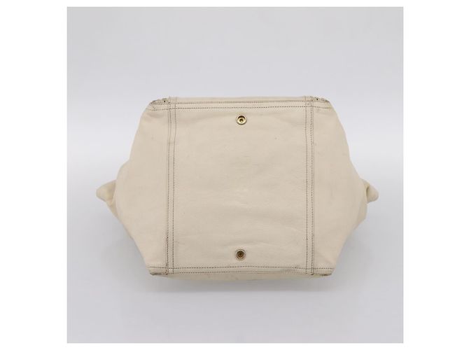 Borsa Tote SAINT LAURENT Downtown in pelle Bianco Oro 175884 Auth hk4076 D'oro - vista 5