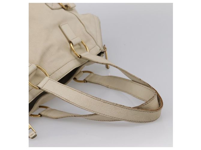 Borsa Tote SAINT LAURENT Downtown in pelle Bianco Oro 175884 Auth hk4076 D'oro - vista 7