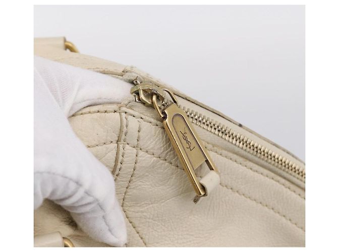 Borsa Tote SAINT LAURENT Downtown in pelle Bianco Oro 175884 Auth hk4076 D'oro - vista 9