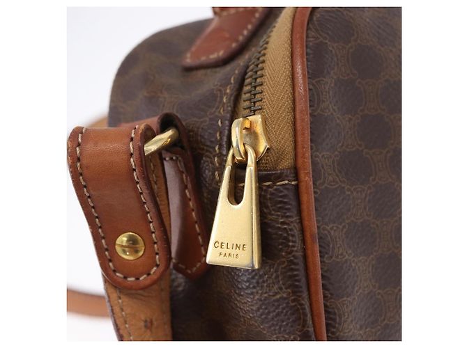 Céline Borsa a mano CELINE Macadam Canvas PVC Leather 2way Brown Gold Auth 196958 Marrone D'oro - vista 10