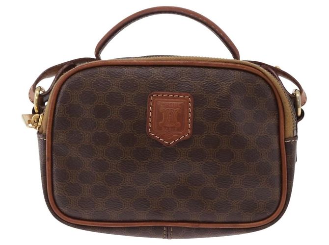 Céline Borsa a mano CELINE Macadam Canvas PVC Leather 2way Brown Gold Auth 196958 Marrone D'oro - vista 13