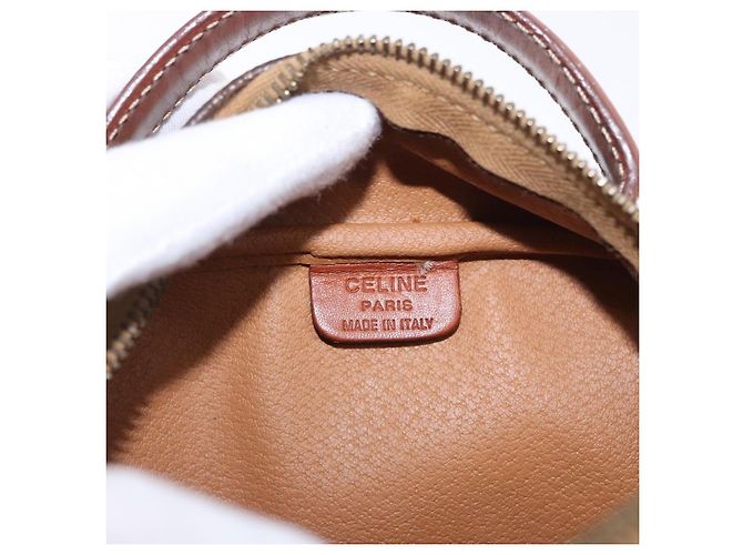 Céline Borsa a mano CELINE Macadam Canvas PVC Leather 2way Brown Gold Auth 196958 Marrone D'oro - vista 20