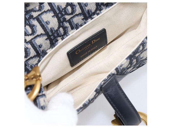 Borsa a mano Saddle Christian Dior Trotter Canvas Navy Gold Auth ka5981SAM D'oro Blu navy - vista 10