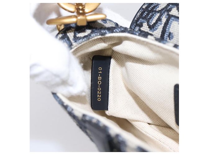 Borsa a mano Saddle Christian Dior Trotter Canvas Navy Gold Auth ka5981SAM D'oro Blu navy - vista 11