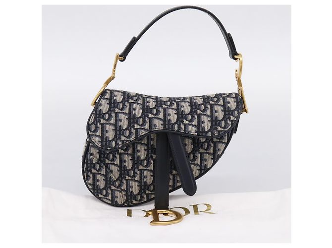 Borsa a mano Saddle Christian Dior Trotter Canvas Navy Gold Auth ka5981SAM D'oro Blu navy - vista 12