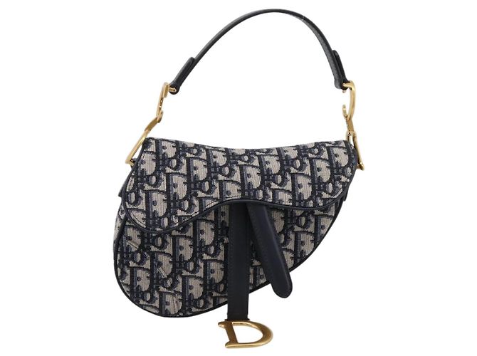 Borsa a mano Saddle Christian Dior Trotter Canvas Navy Gold Auth ka5981SAM D'oro Blu navy - vista 13