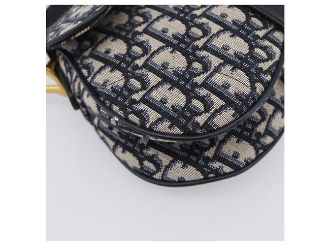 Borsa a mano Saddle Christian Dior Trotter Canvas Navy Gold Auth ka5981SAM D'oro Blu navy - vista 15