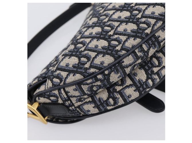 Borsa a mano Saddle Christian Dior Trotter Canvas Navy Gold Auth ka5981SAM D'oro Blu navy - vista 17
