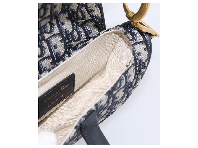 Borsa a mano Saddle Christian Dior Trotter Canvas Navy Gold Auth ka5981SAM D'oro Blu navy - vista 19