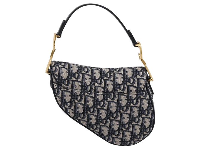 Borsa a mano Saddle Christian Dior Trotter Canvas Navy Gold Auth ka5981SAM D'oro Blu navy - vista 2