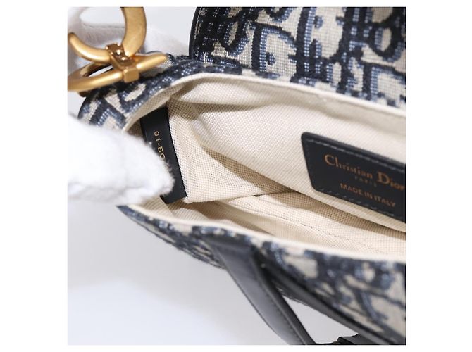 Borsa a mano Saddle Christian Dior Trotter Canvas Navy Gold Auth ka5981SAM D'oro Blu navy - vista 20