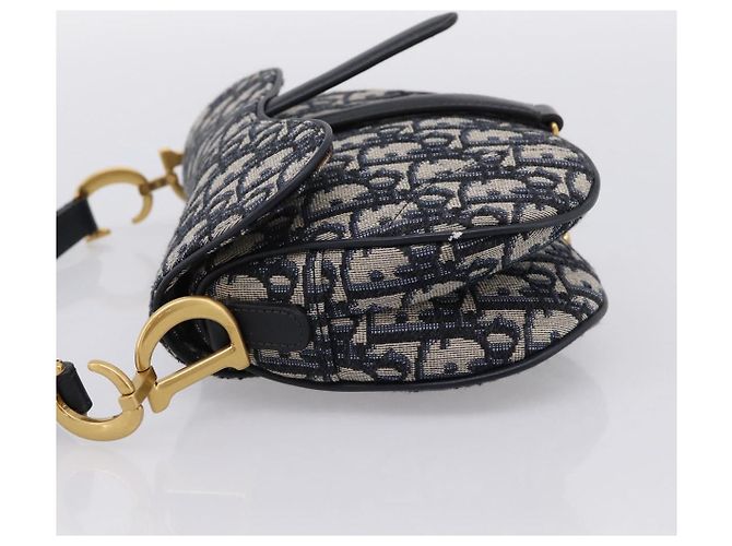 Borsa a mano Saddle Christian Dior Trotter Canvas Navy Gold Auth ka5981SAM D'oro Blu navy - vista 3