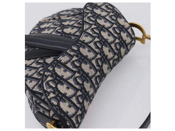Borsa a mano Saddle Christian Dior Trotter Canvas Navy Gold Auth ka5981SAM D'oro Blu navy - vista 6
