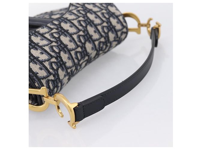 Borsa a mano Saddle Christian Dior Trotter Canvas Navy Gold Auth ka5981SAM D'oro Blu navy - vista 7