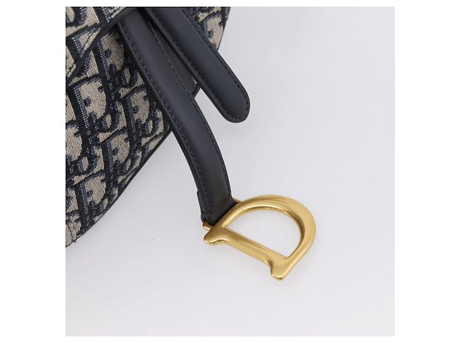 Borsa a mano Saddle Christian Dior Trotter Canvas Navy Gold Auth ka5981SAM D'oro Blu navy - vista 9