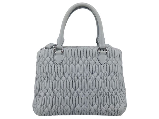 Borsa a spalla Miu Miu Matelassé con catena in pelle 2way Azzurro Argento Auth 202235M Blu chiaro - vista 2