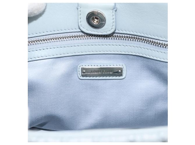 Borsa a spalla Miu Miu Matelassé con catena in pelle 2way Azzurro Argento Auth 202235M Blu chiaro - vista 21
