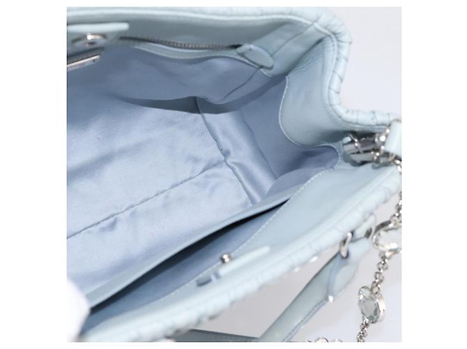 Borsa a spalla Miu Miu Matelassé con catena in pelle 2way Azzurro Argento Auth 202235M Blu chiaro - vista 22