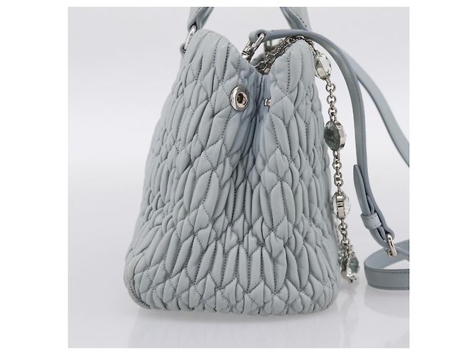 Borsa a spalla Miu Miu Matelassé con catena in pelle 2way Azzurro Argento Auth 202235M Blu chiaro - vista 3