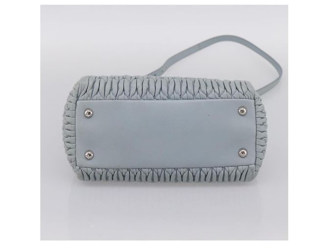 Borsa a spalla Miu Miu Matelassé con catena in pelle 2way Azzurro Argento Auth 202235M Blu chiaro - vista 5