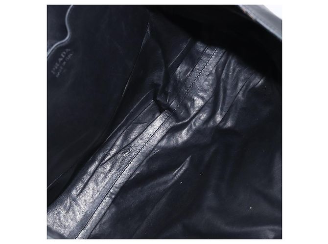 Borsa Tote PRADA in pelle nera argento Auth 199907 Nero - vista 11