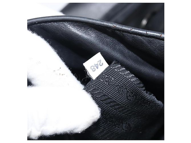 Borsa Tote PRADA in pelle nera argento Auth 199907 Nero - vista 12