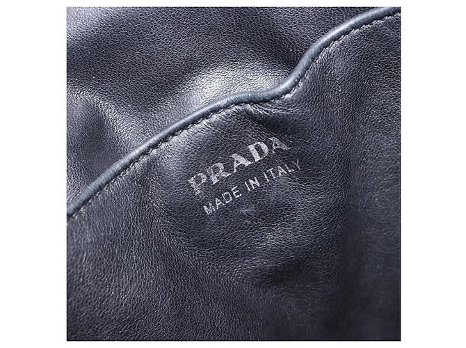 Borsa Tote PRADA in pelle nera argento Auth 199907 Nero - vista 20