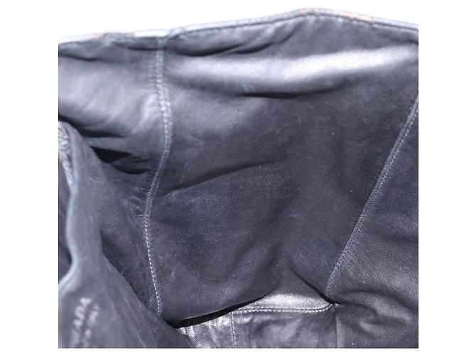 Borsa Tote PRADA in pelle nera argento Auth 199907 Nero - vista 21
