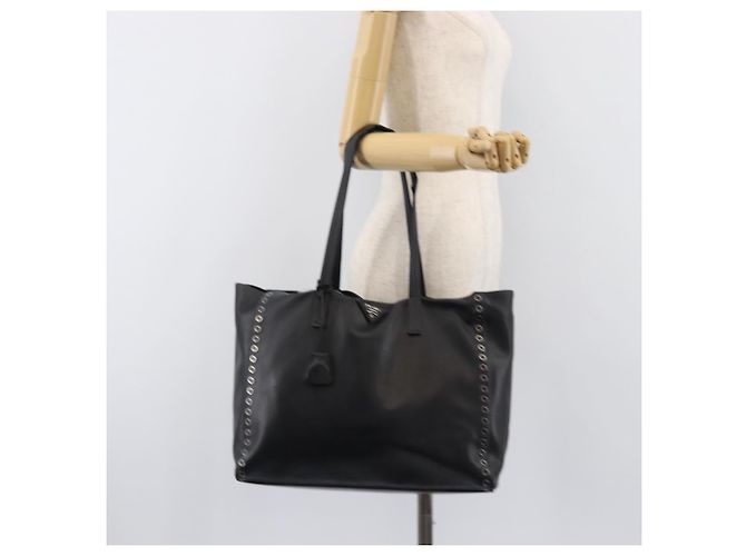 Borsa Tote PRADA in pelle nera argento Auth 199907 Nero - vista 27