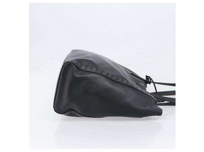 Borsa Tote PRADA in pelle nera argento Auth 199907 Nero - vista 3